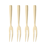 Jogo 4 Garfos para Aperitivo Aço Inox Dourado - Ela Decora